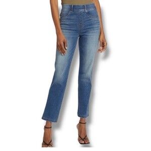 Spanx Ankle Straight Leg Sz M Jeans in Vintage Indigo Medium Wash Denim 20356R